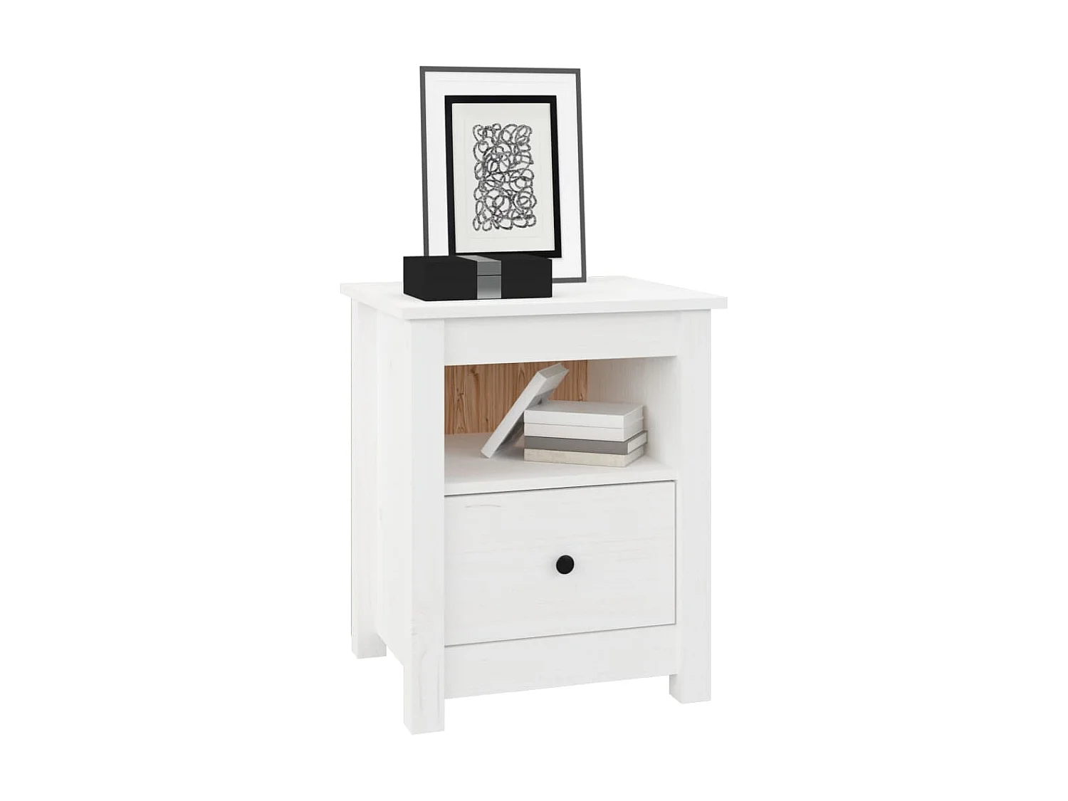 Mesa de cabeceira 40x35x49 cm madeira de pinho maciça branco PT25408