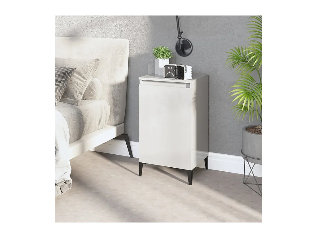 Table de chevet blanc brillant 40x35x70 cm bois d'ingénierie KEFWE96390