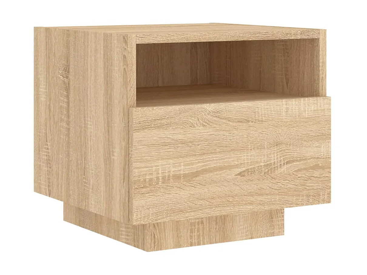 Table de chevet avec lumières LED chêne sonoma 40x39x37 cm KEFWE65057