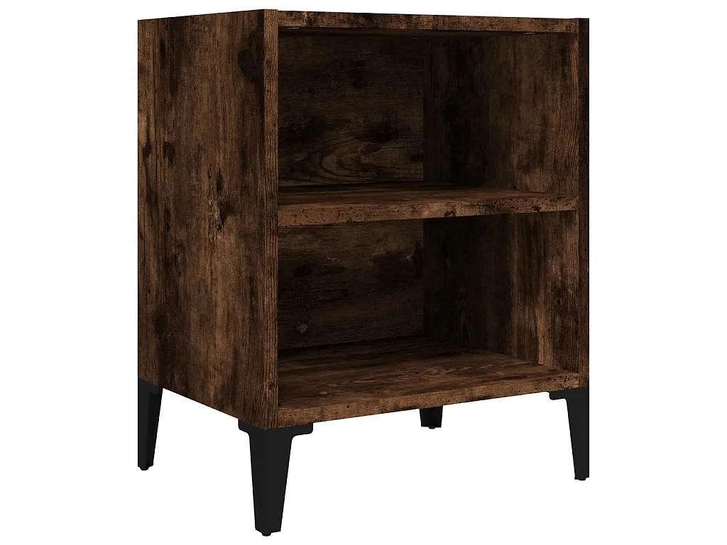 Table de chevet avec pieds en métal Chêne fumé 40x30x50 cm KEFWE20773