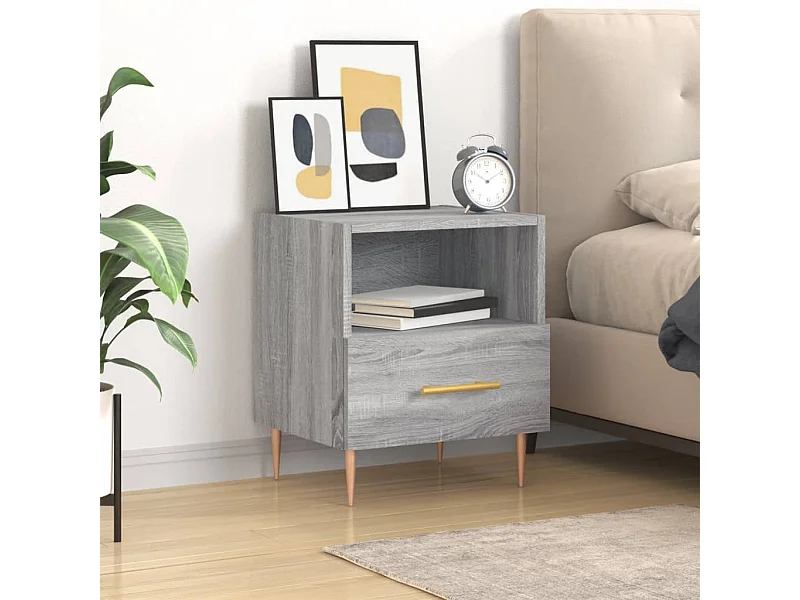 Mesita de noche madera de ingeniería gris Sonoma 40x35x47,5 cm ES56827