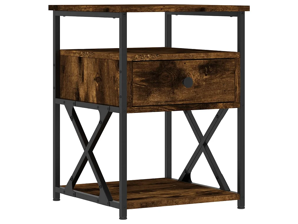 Mesita de noche madera de ingeniería roble ahumado 40x42x55 cm ES46410