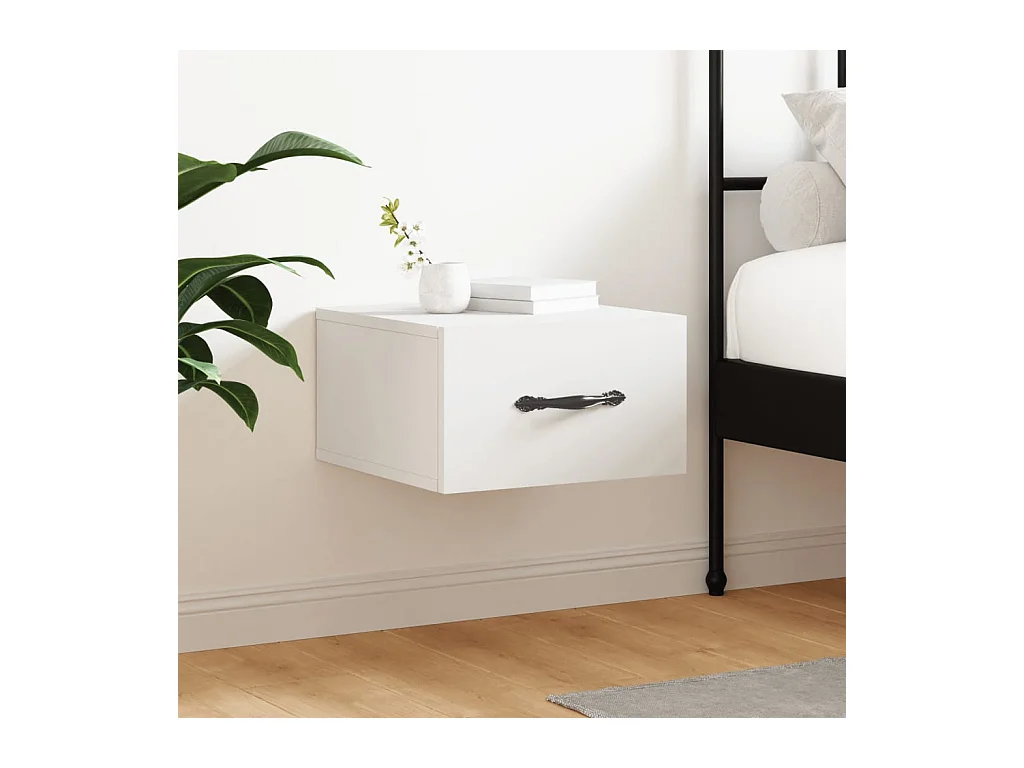 Table de chevet murale blanc 35x35x20 cm QPD97542