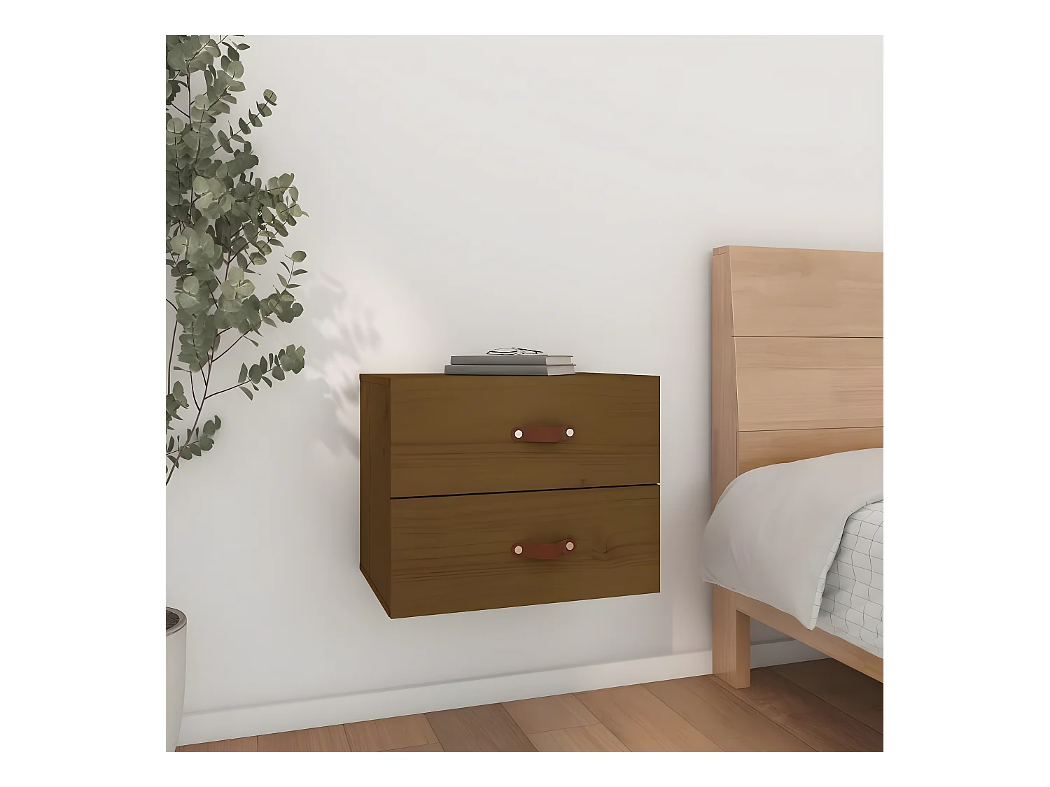 Table de chevet murale Marron miel 50x36x40 cm KEFWE20558