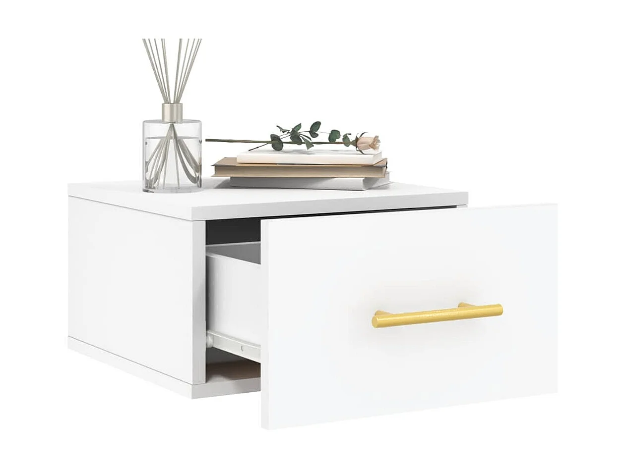 Table de chevet murale blanc 35x35x20 cm QPD33787