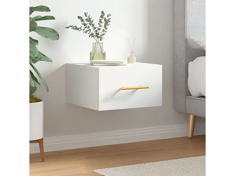 Table de chevet murale blanc 35x35x20 cm QPD33787