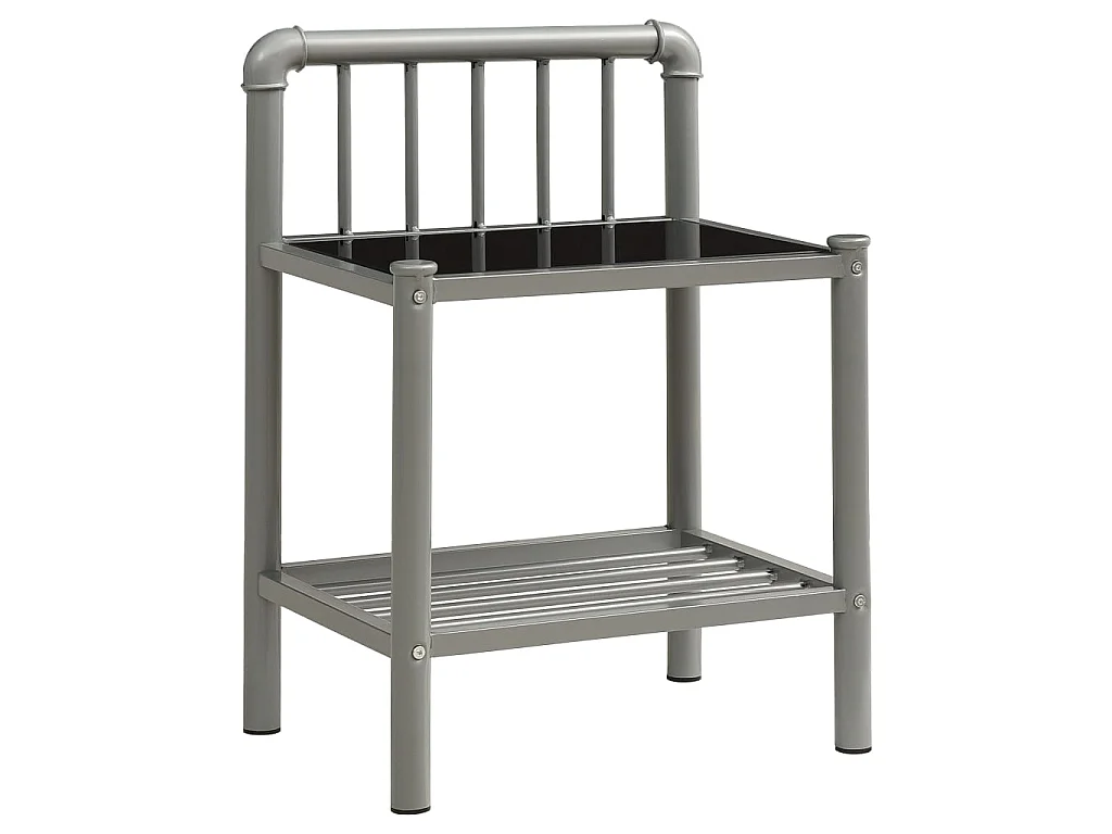 Nachtkastje 45x34,5x62,5 cm metaal en glas grijs en zwart NL78952