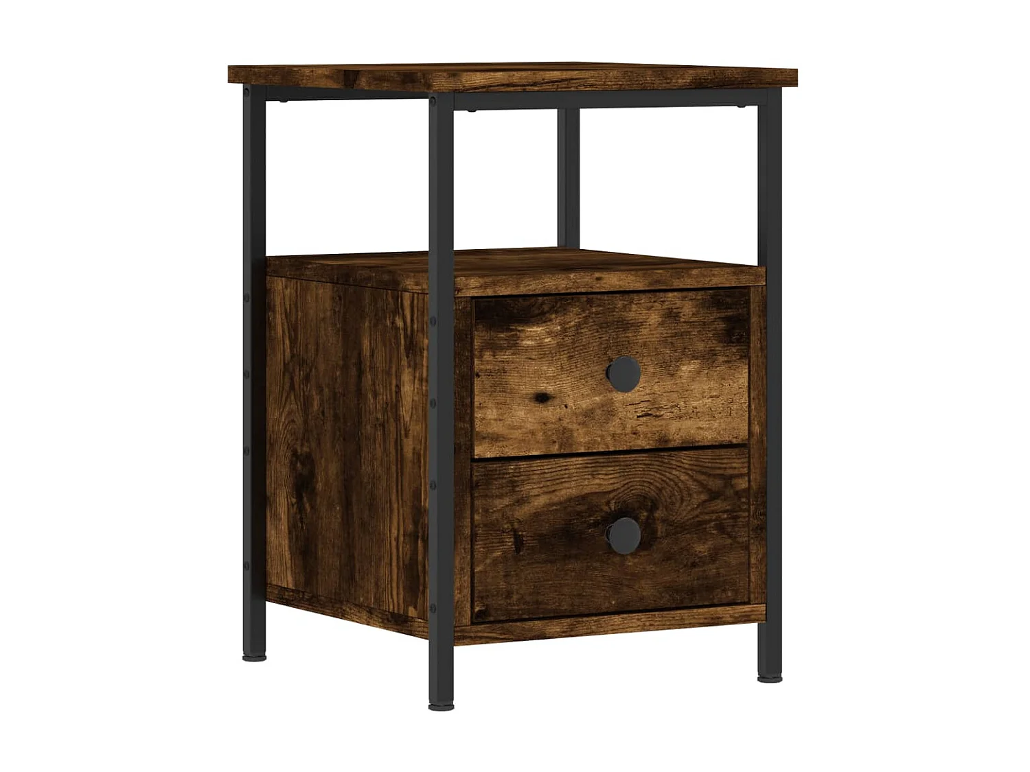 Table de chevet chêne fumé 34x35,5x50 cm bois d'ingénierie QPD75576