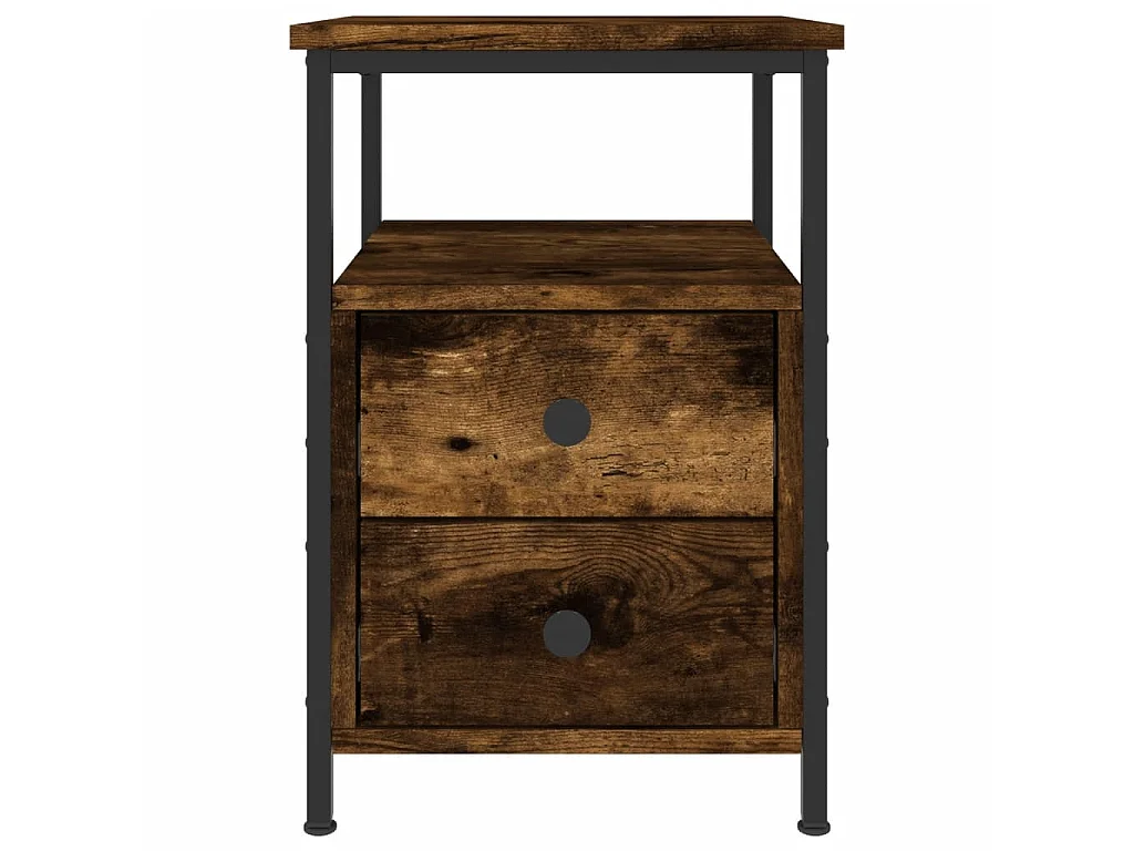 Table de chevet chêne fumé 34x35,5x50 cm bois d'ingénierie QPD75576