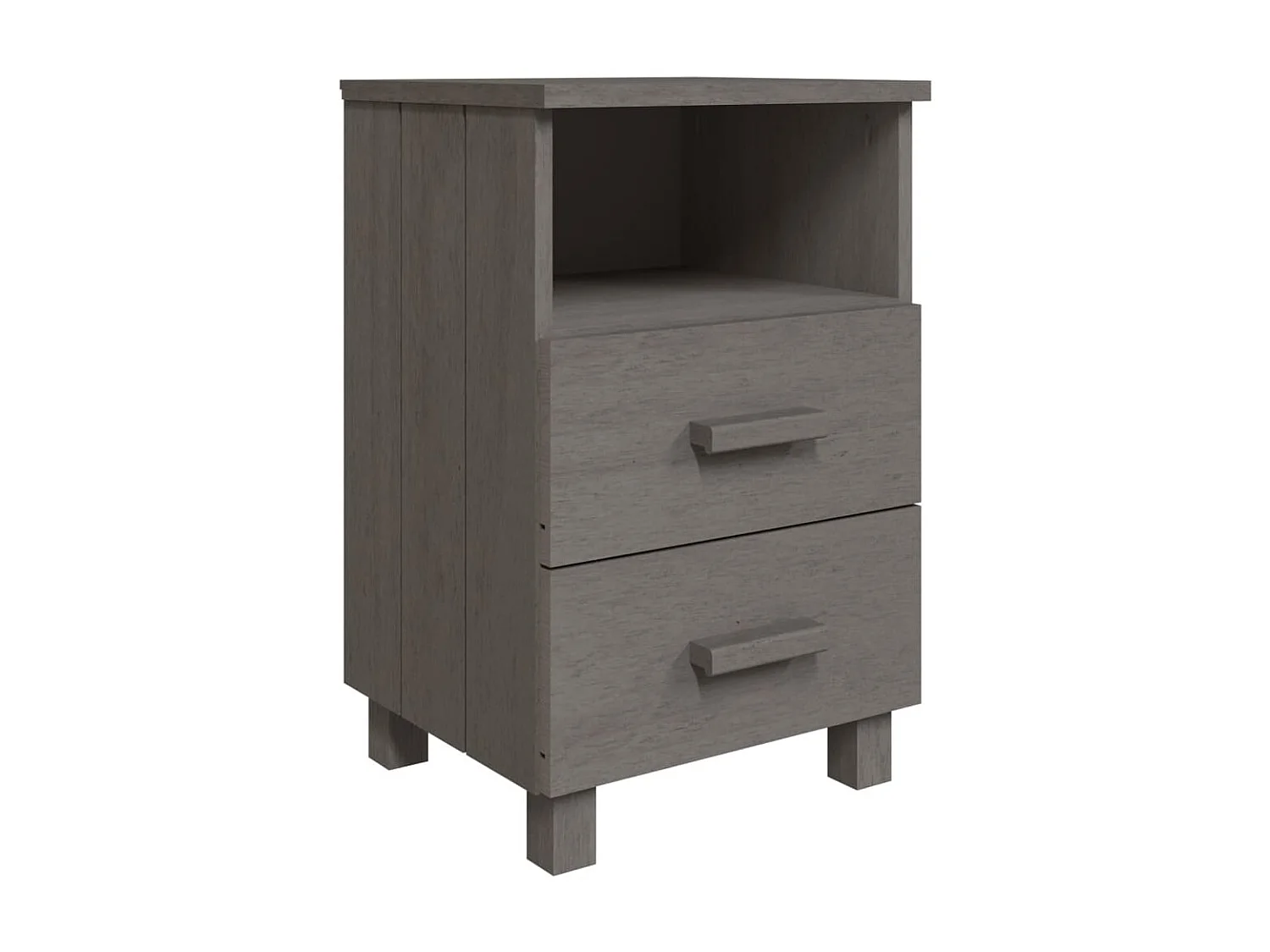 Mesita de noche HAMAR madera pino maciza gris claro 40x35x62 cm ES34363