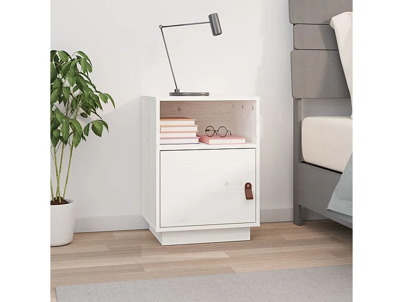 Table de chevet Blanc 40x34x55 cm Bois de pin solide KEFWE40692