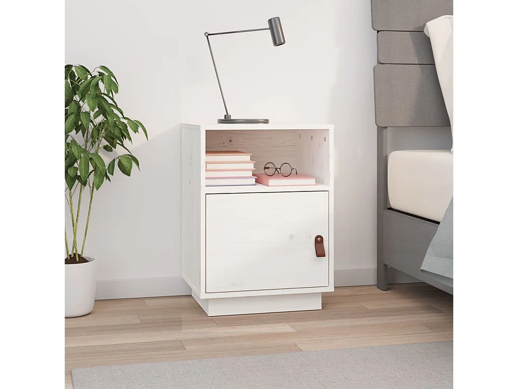 Table de chevet Blanc 40x34x55 cm Bois de pin solide KEFWE40692