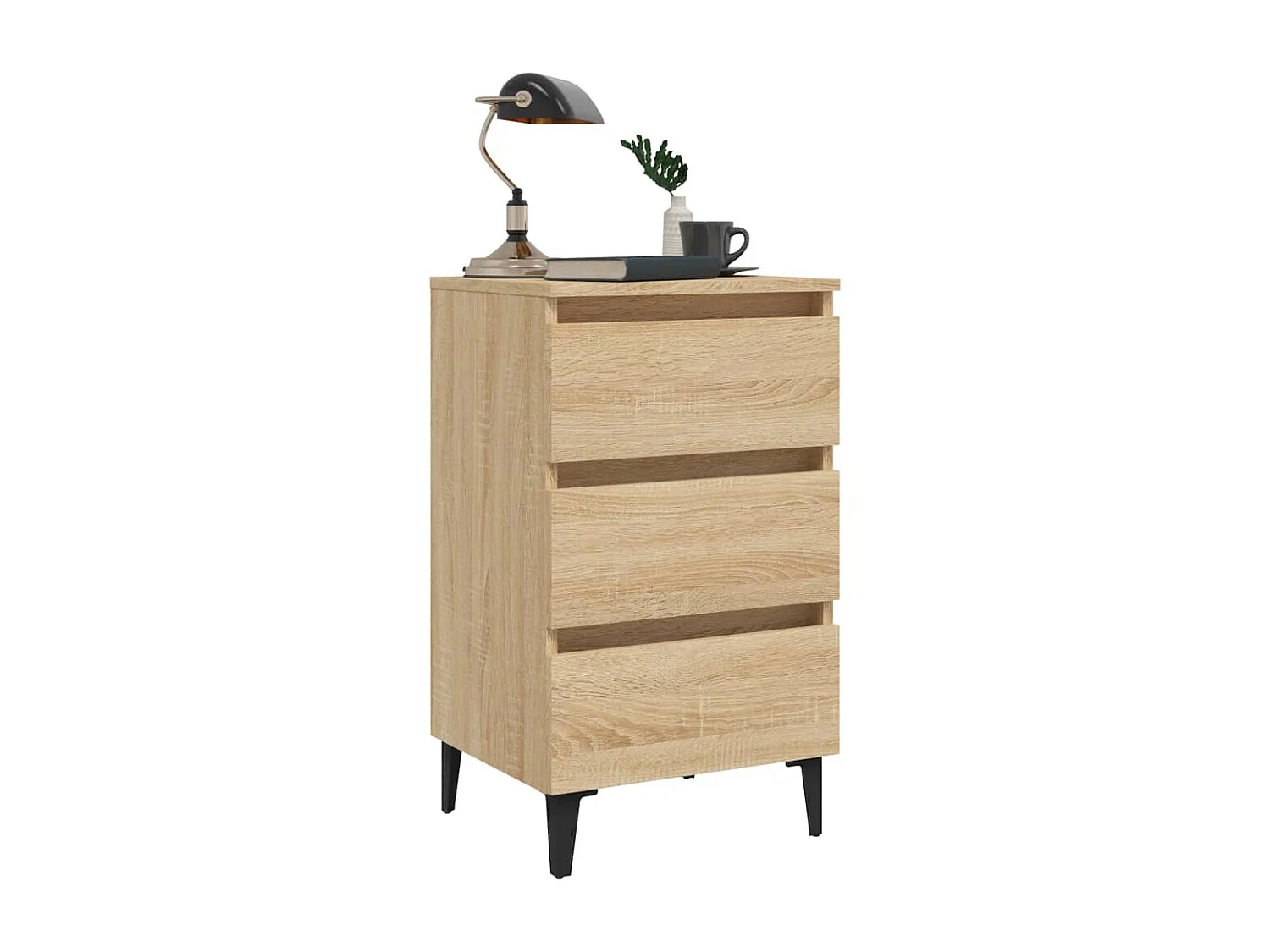 Mesa de cabeceira c/ pernas de metal 40x35x69cm carvalho sonoma PT61767