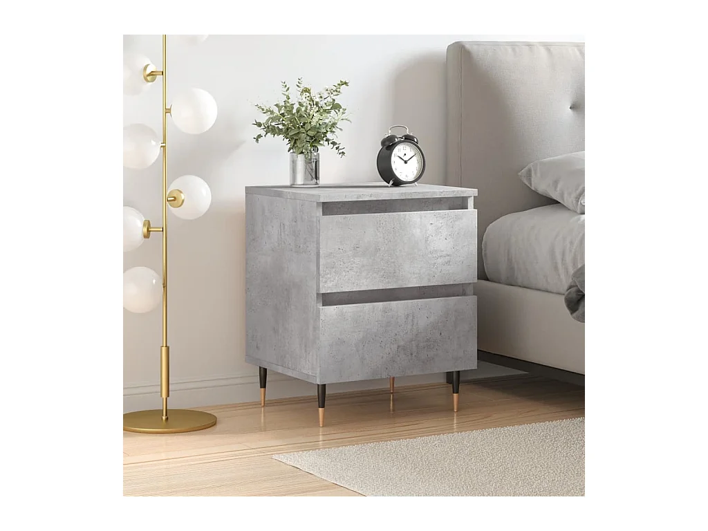 Table de chevet gris béton 40x35x50 cm bois d'ingénierie QPD30640