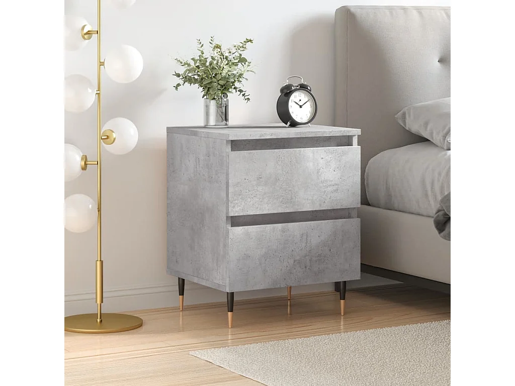 Mesita de noche madera de ingeniería gris hormigón 40x35x50 cm ES22534