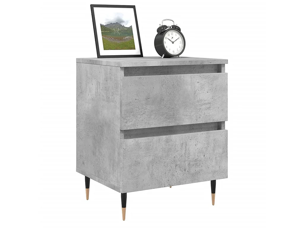 Mesita de noche madera de ingeniería gris hormigón 40x35x50 cm ES22534