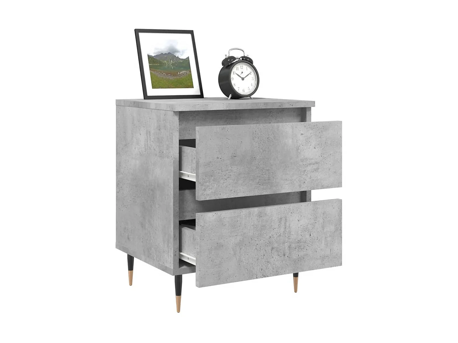 Mesita de noche madera de ingeniería gris hormigón 40x35x50 cm ES22534