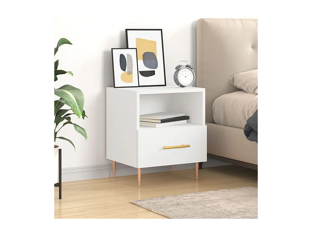 Table de chevet blanc 40x35x47,5 cm bois d'ingénierie QPD66377
