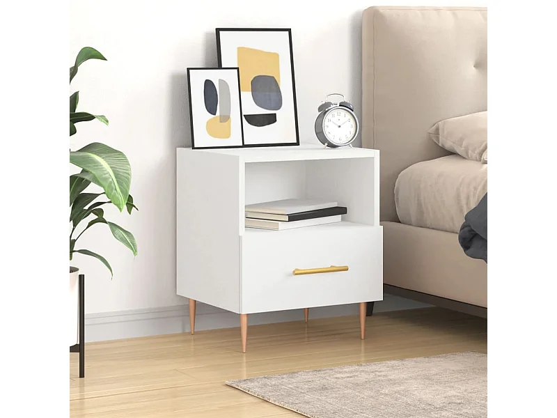 Table de chevet blanc 40x35x47,5 cm bois d'ingénierie QPD66377