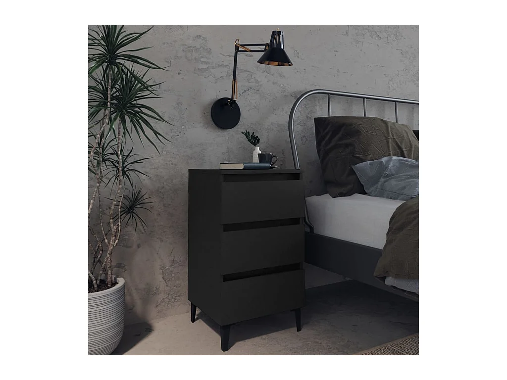 Table de chevet avec pieds en métal Noir 40x35x69 cm KEFWE73734