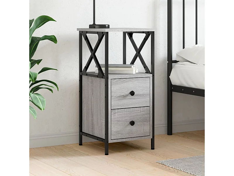 Mesita de noche madera de ingeniería gris Sonoma 34x35,5x70 cm ES28386