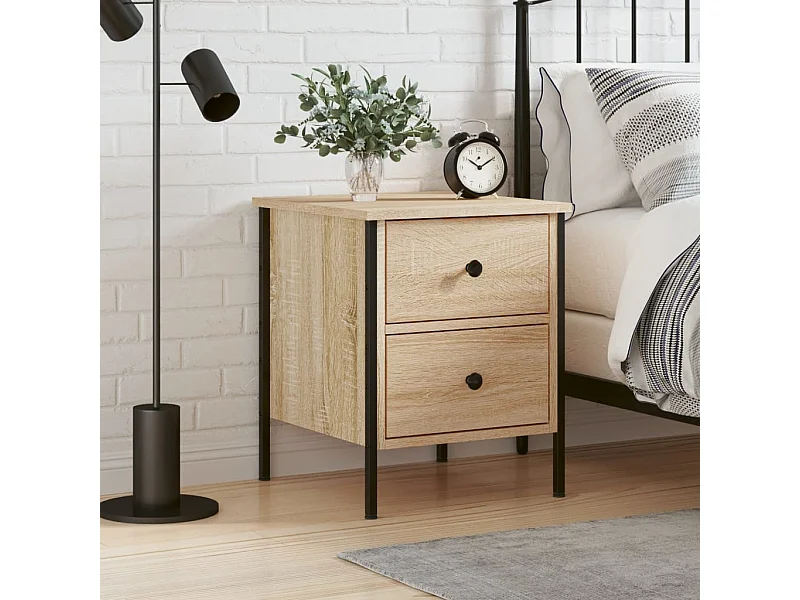 Mesita de noche madera de ingeniería roble Sonoma 40x42x50 cm ES38194