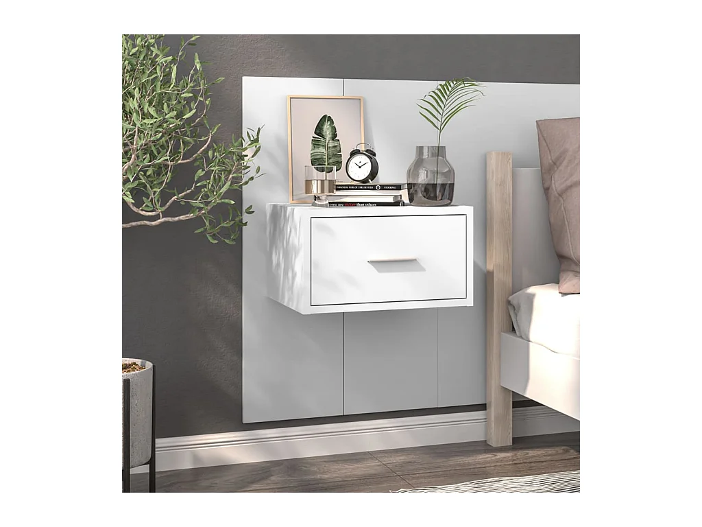 Table de chevet murale Blanc brillant KEFWE95808