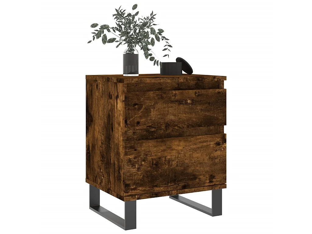 Nachtkastje 40x35x50 cm bewerkt hout gerookt eikenkleurig NL45648