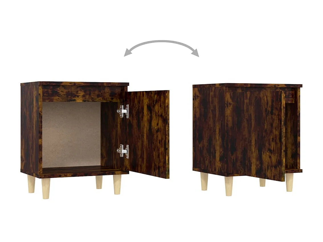 Table de chevet avec pieds en bois Chêne fumé 40x30x50 cm KEFWE41874