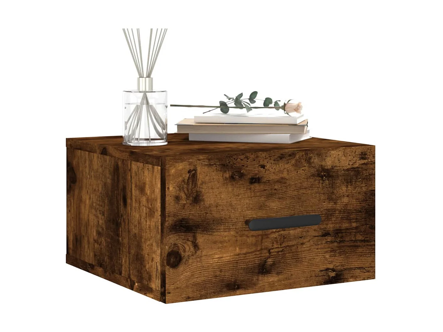 Table de chevet murale chêne fumé 35x35x20 cm QPD24221