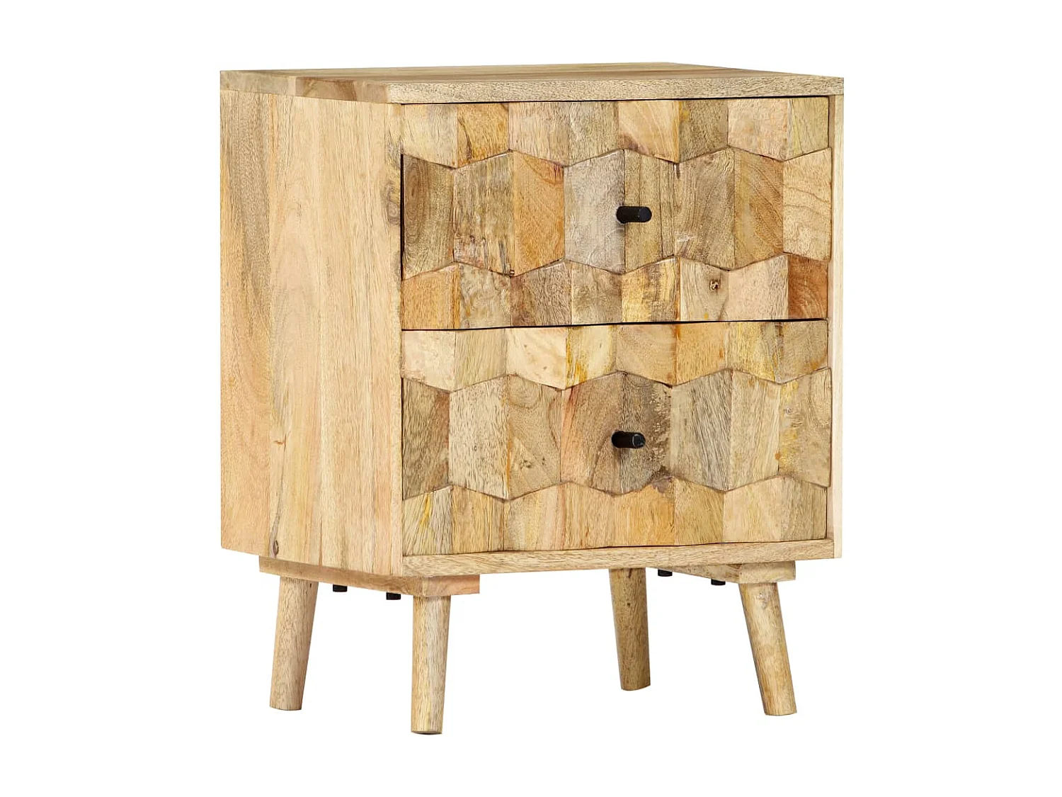 Mesita de noche de madera maciza de mango 40x30x50 cm ES70245