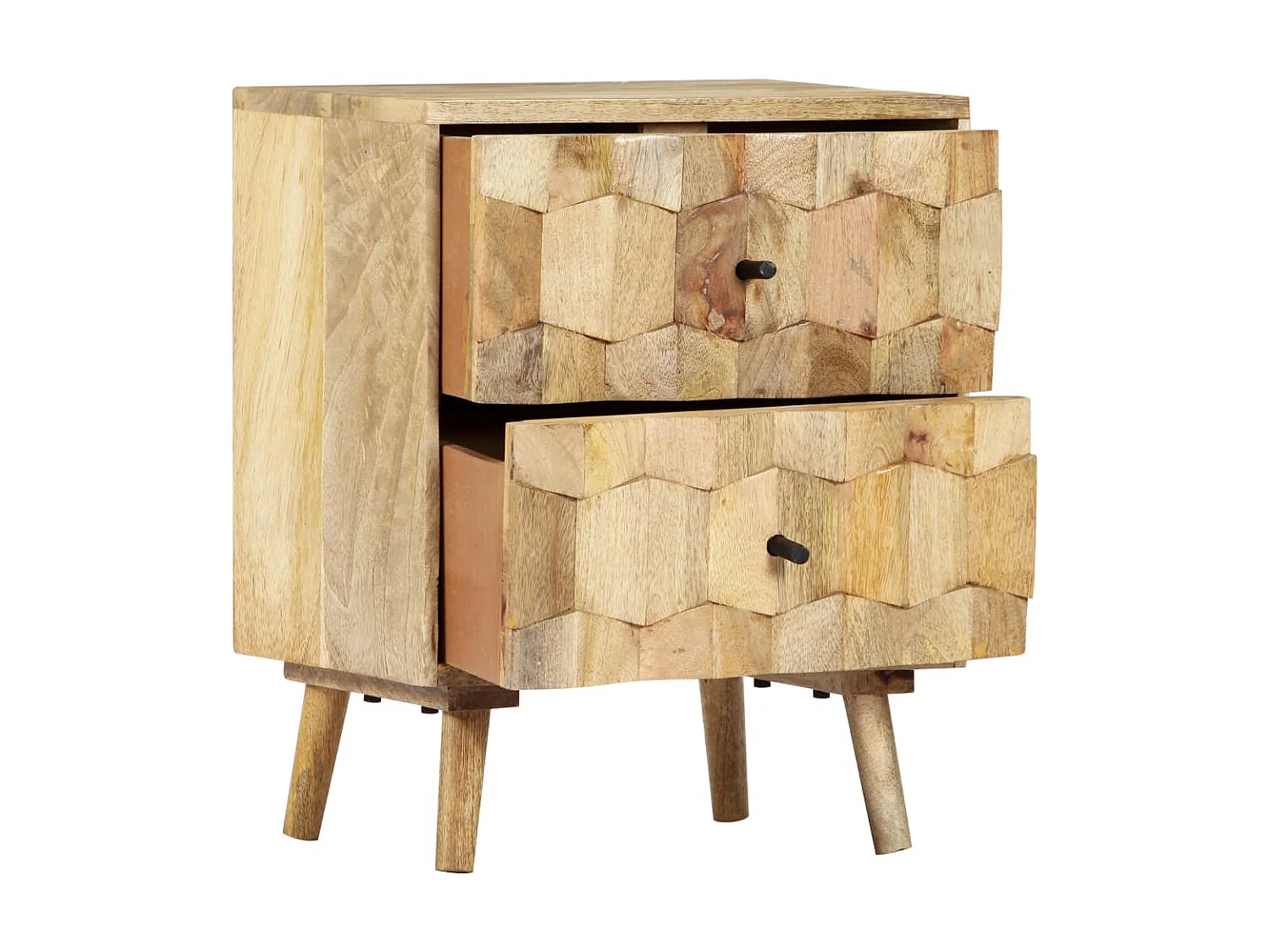 Mesita de noche de madera maciza de mango 40x30x50 cm ES70245