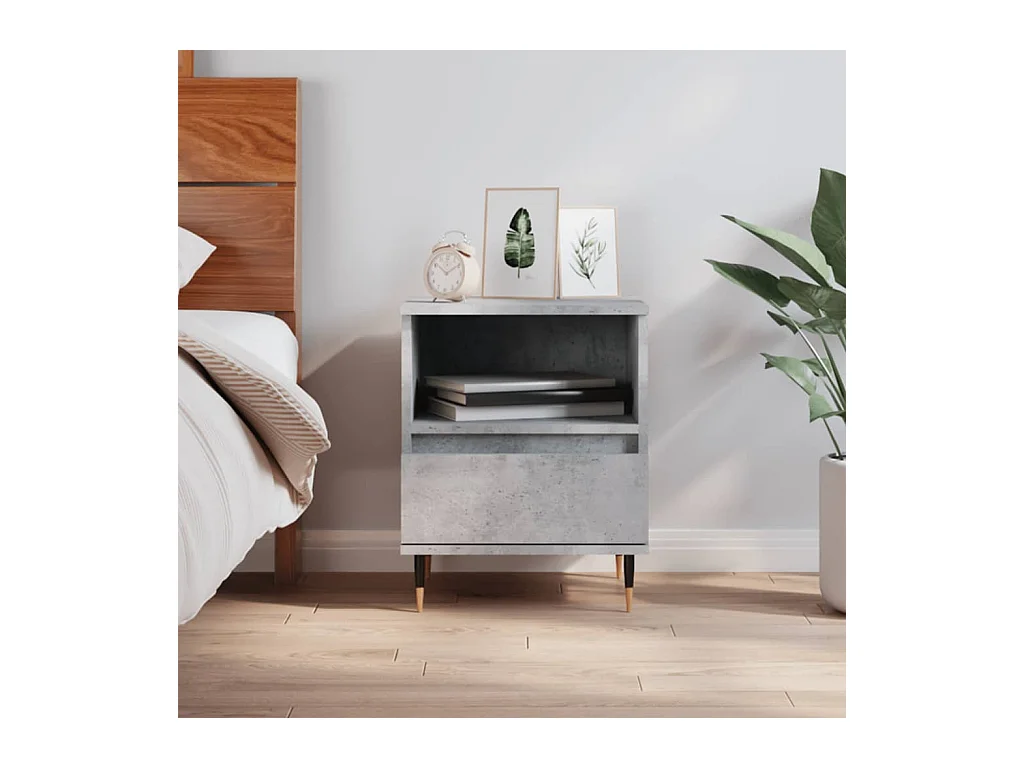 Table de chevet gris béton 40x35x50 cm bois d'ingénierie QPD39624