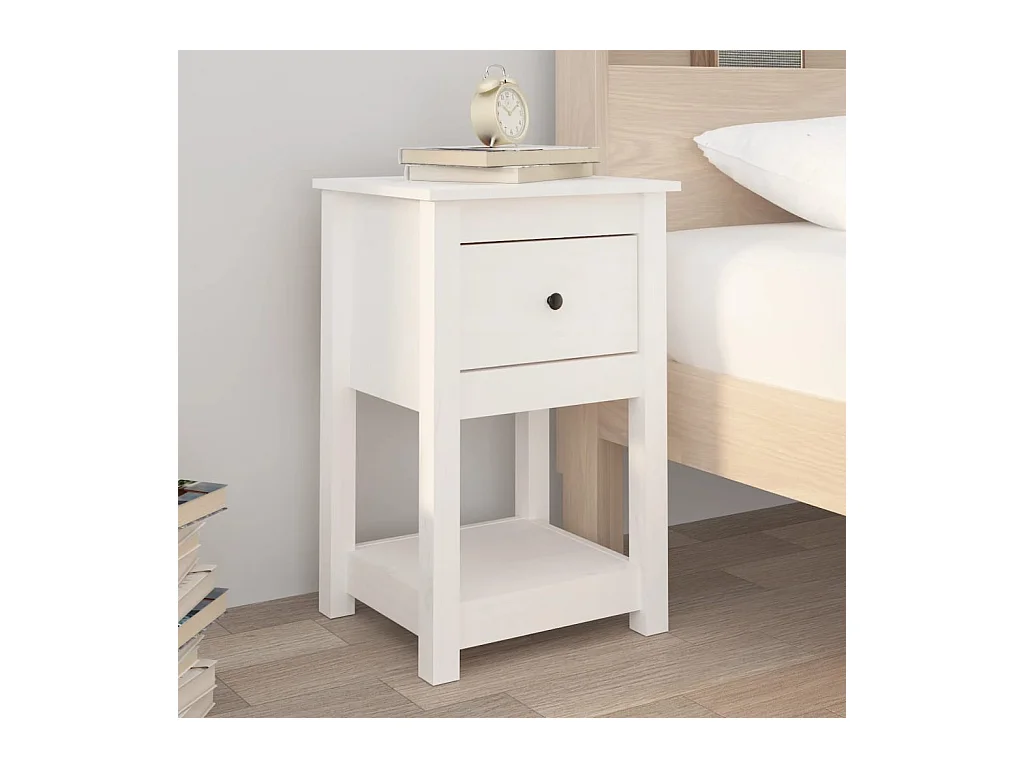 Table de chevet Blanc 40x35x61,5 cm Bois de pin massif KEFWE70330