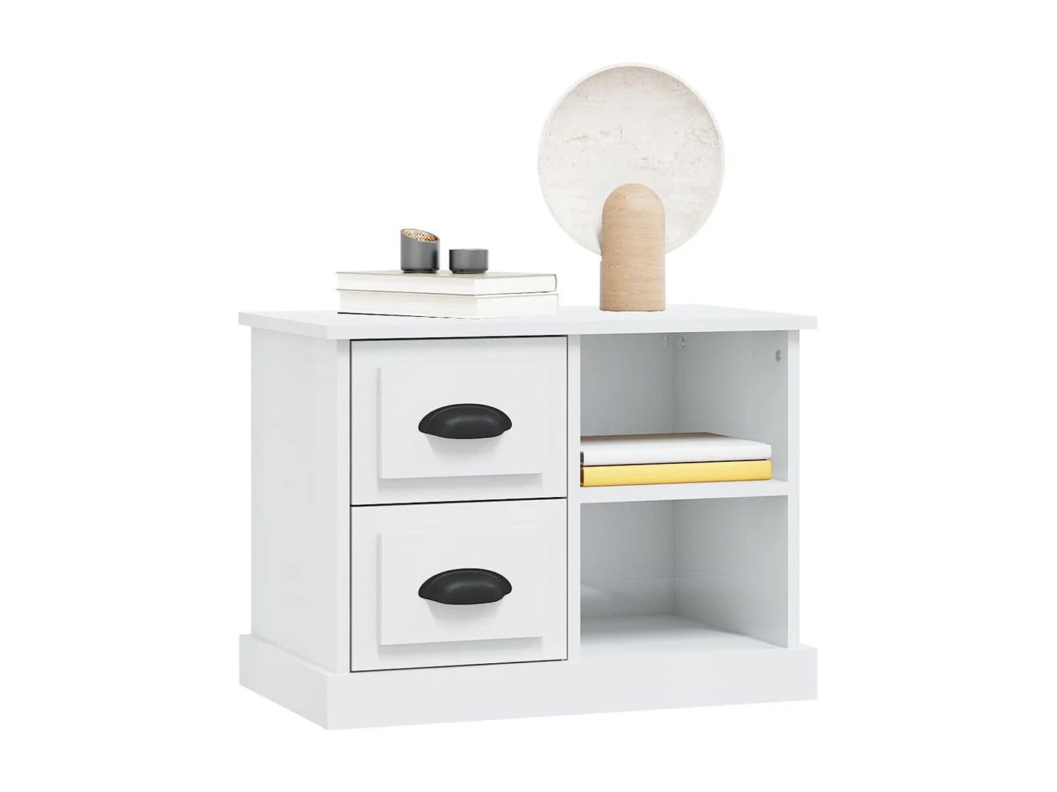 Table de chevet blanc brillant 60x35,5x45 cm KEFWE81034