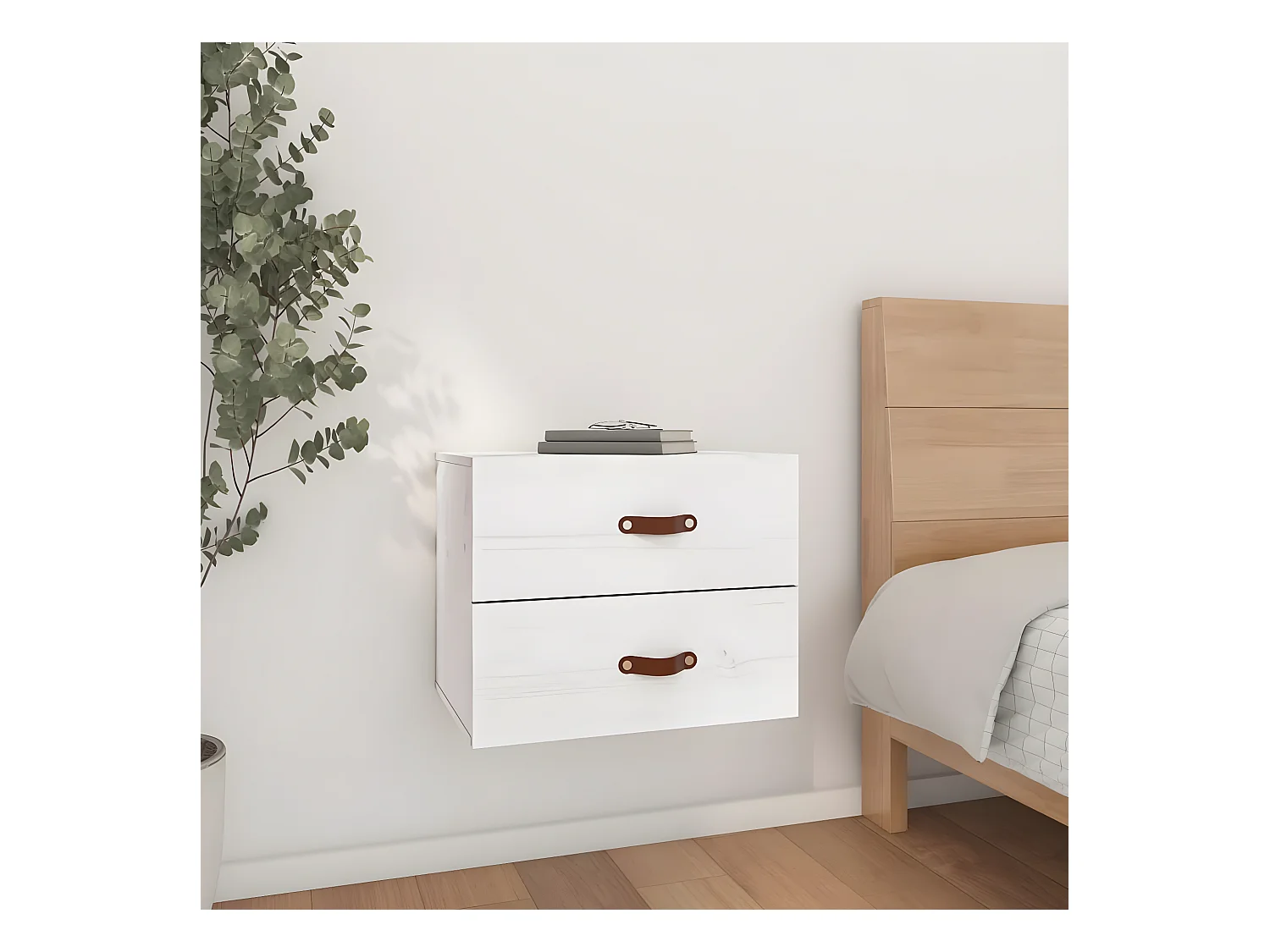 Table de chevet murale Blanc 50x36x40 cm KEFWE36353