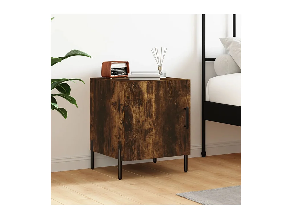 Table de chevet chêne fumé 40x40x50 cm bois d'ingénierie QPD66808