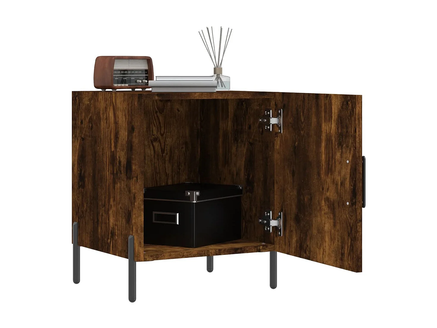 Table de chevet chêne fumé 40x40x50 cm bois d'ingénierie QPD66808