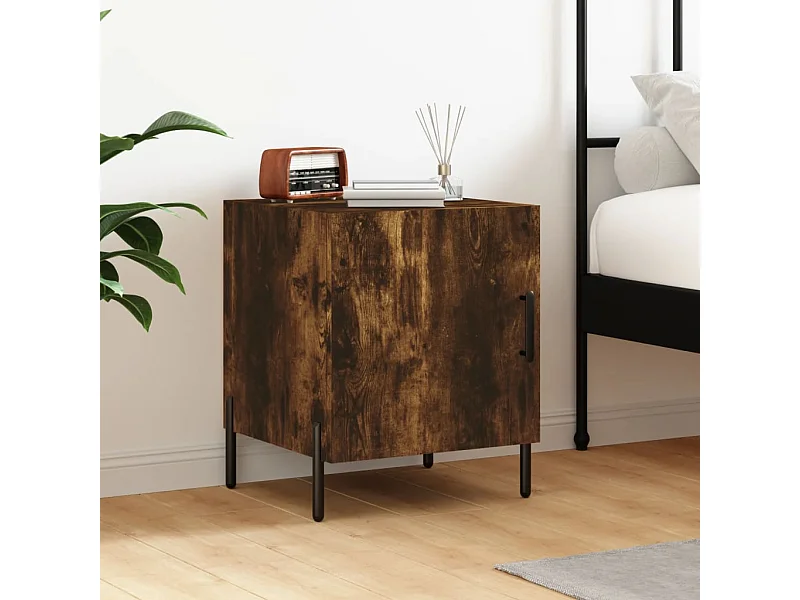 Table de chevet chêne fumé 40x40x50 cm bois d'ingénierie QPD66808