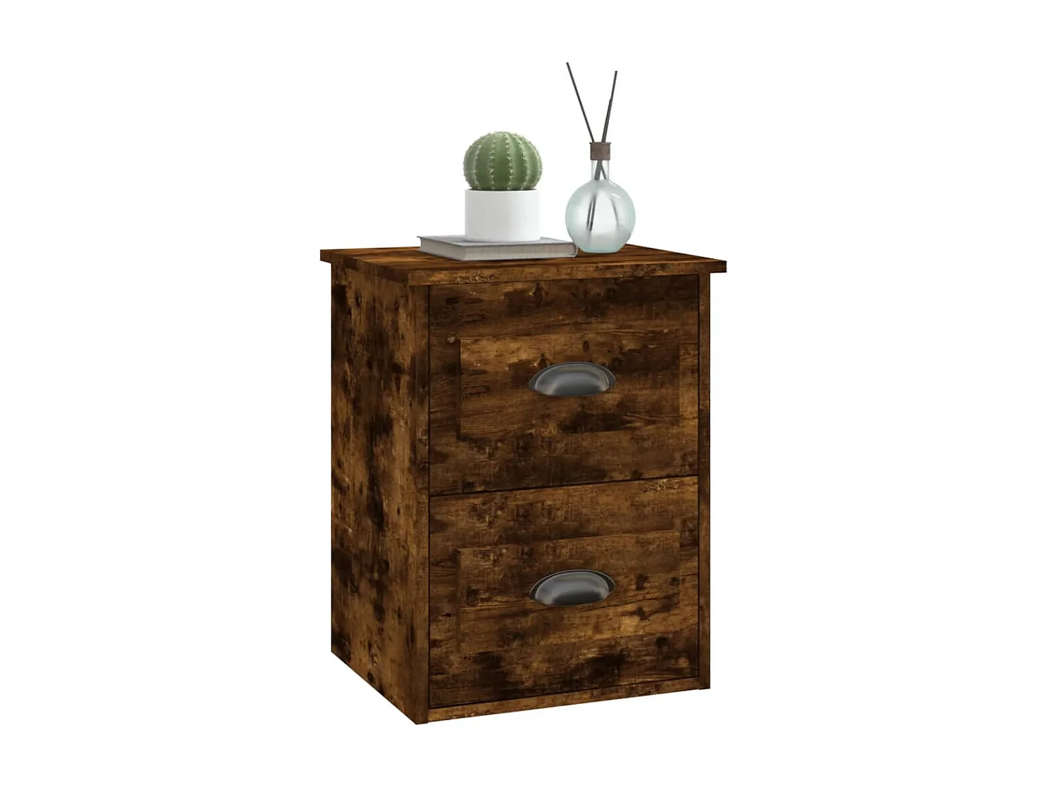 Table de chevet murale chêne fumé 41,5x36x53 cm KEFWE86623