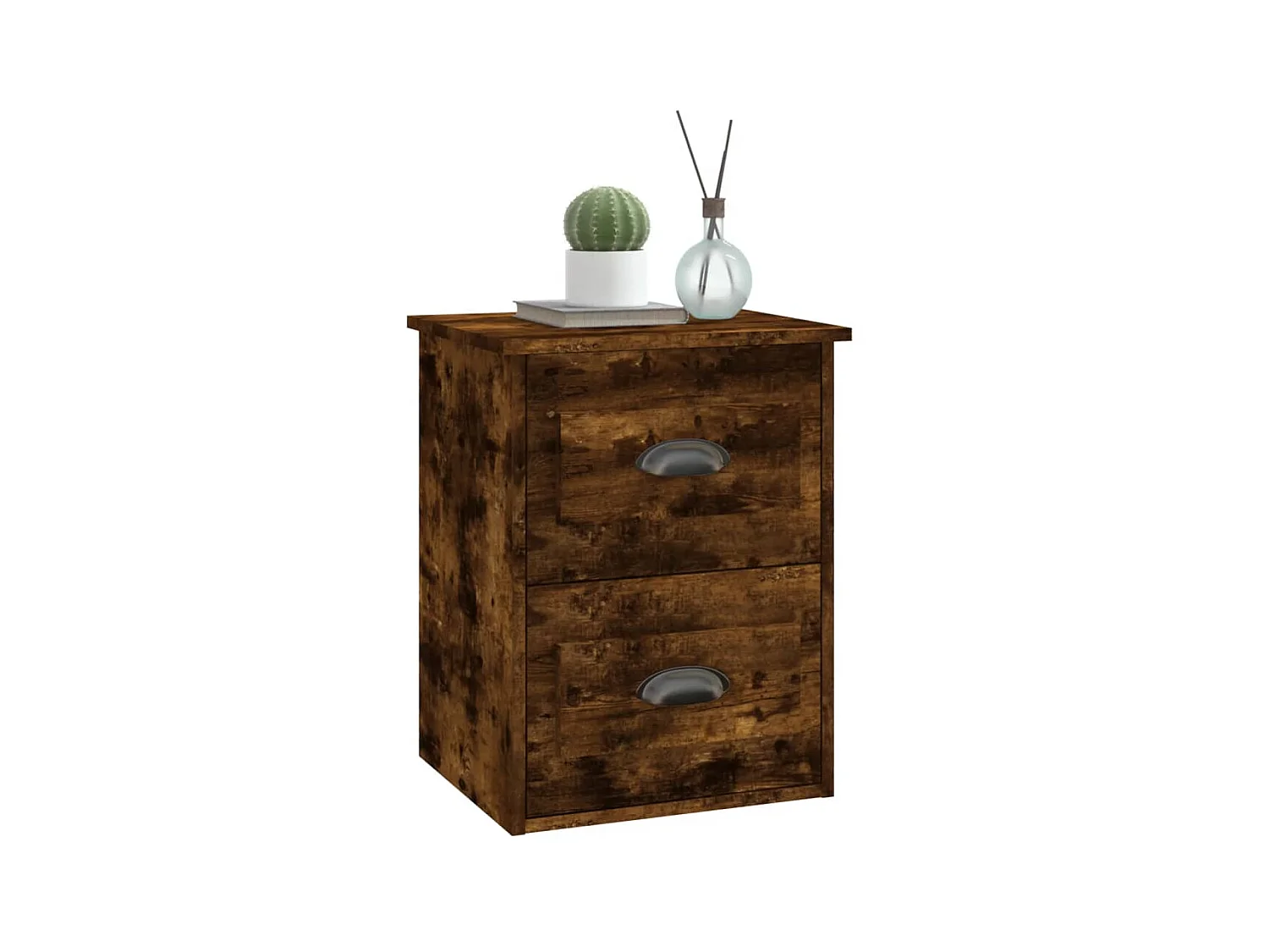 Mesita de noche de pared color roble ahumado 41,5x36x53 cm ES99796