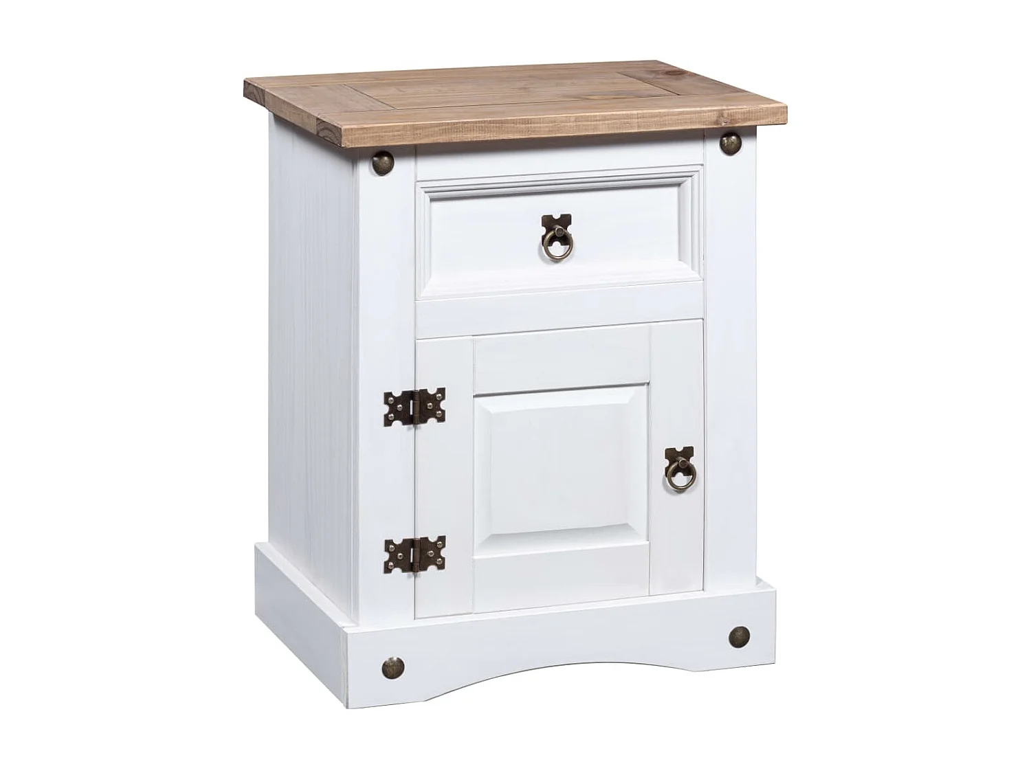 Mesita de noche Corona Range pino mexicano blanco 53x39x66 cm ES85643