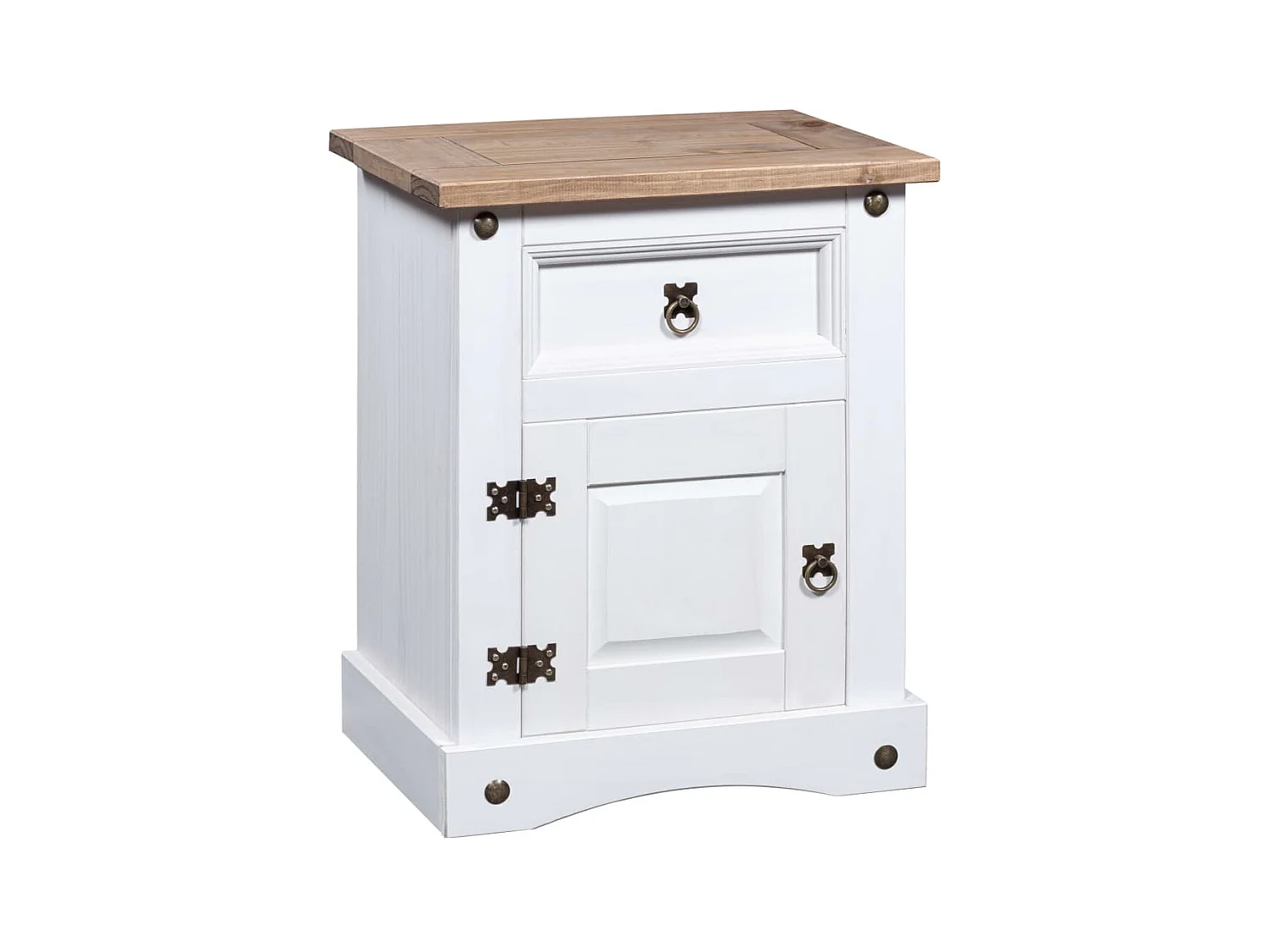 Table de chevet Gamme Corona pin mexicain Blanc 53x39x66 cm KEFWE30728
