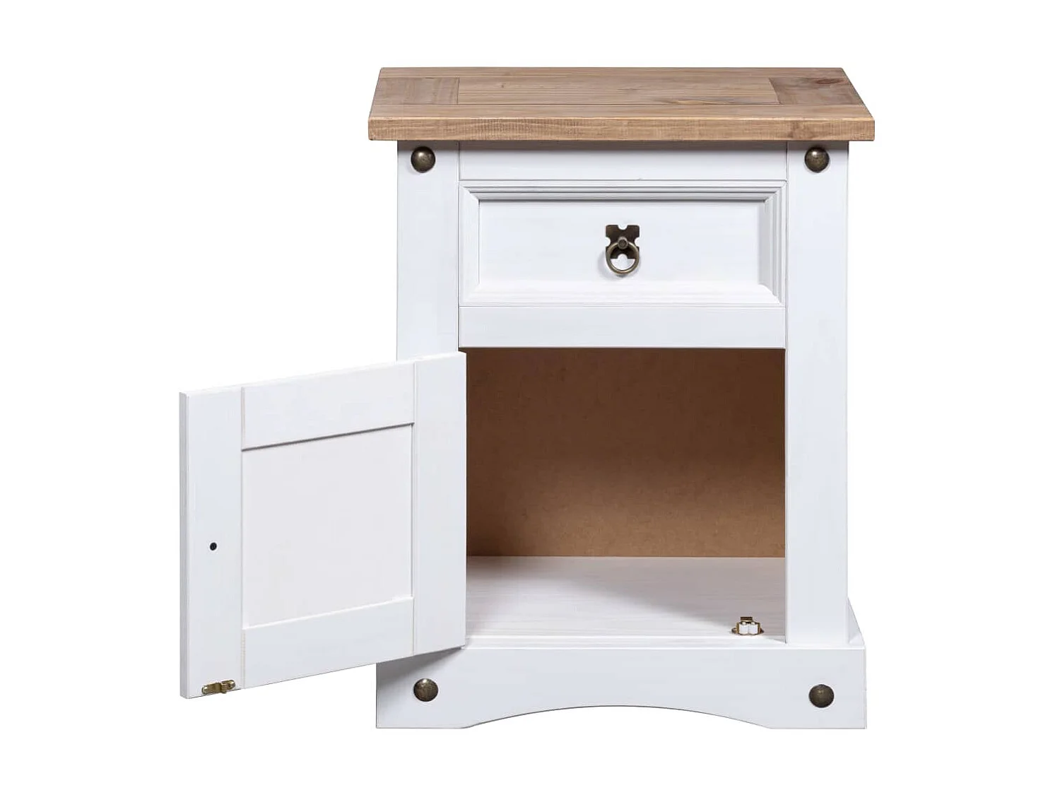 Table de chevet Gamme Corona pin mexicain Blanc 53x39x66 cm KEFWE30728