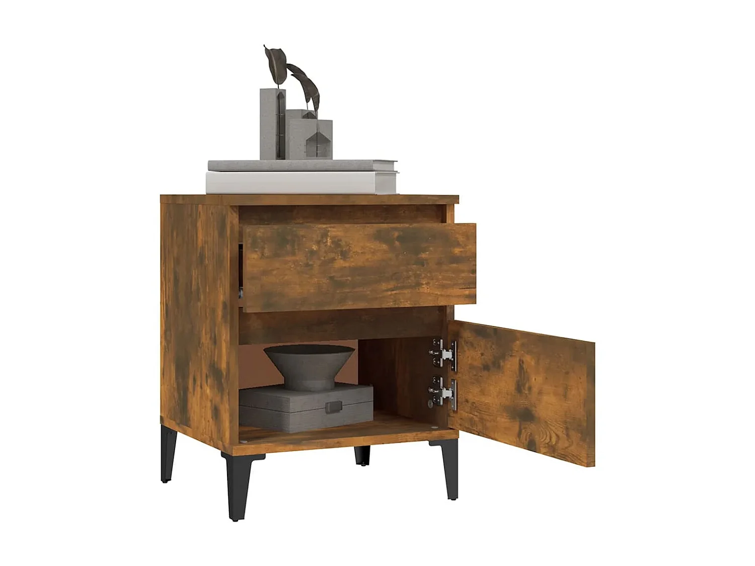 Table de chevet Chêne fumé 40x35x50 cm KEFWE56368