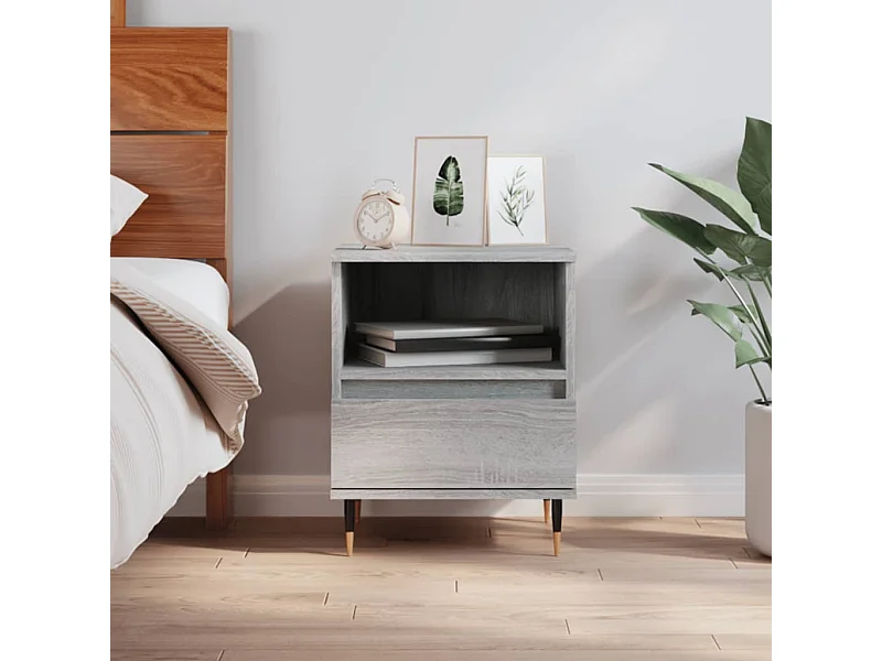 Table de chevet sonoma gris 40x35x50 cm bois d'ingénierie QPD15943