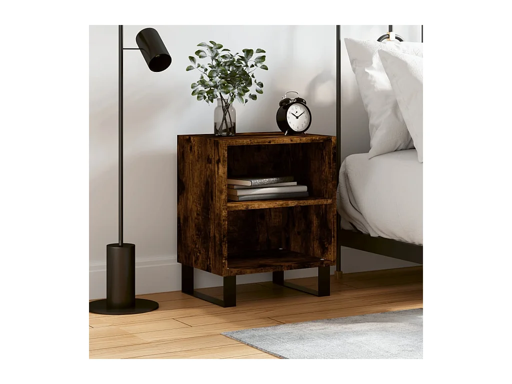 Table de chevet chêne fumé 40x30x50 cm bois d'ingénierie QPD74330