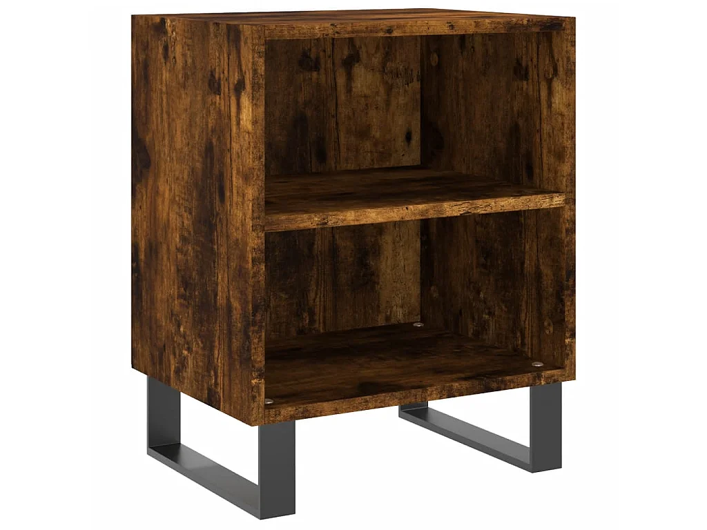 Table de chevet chêne fumé 40x30x50 cm bois d'ingénierie QPD74330