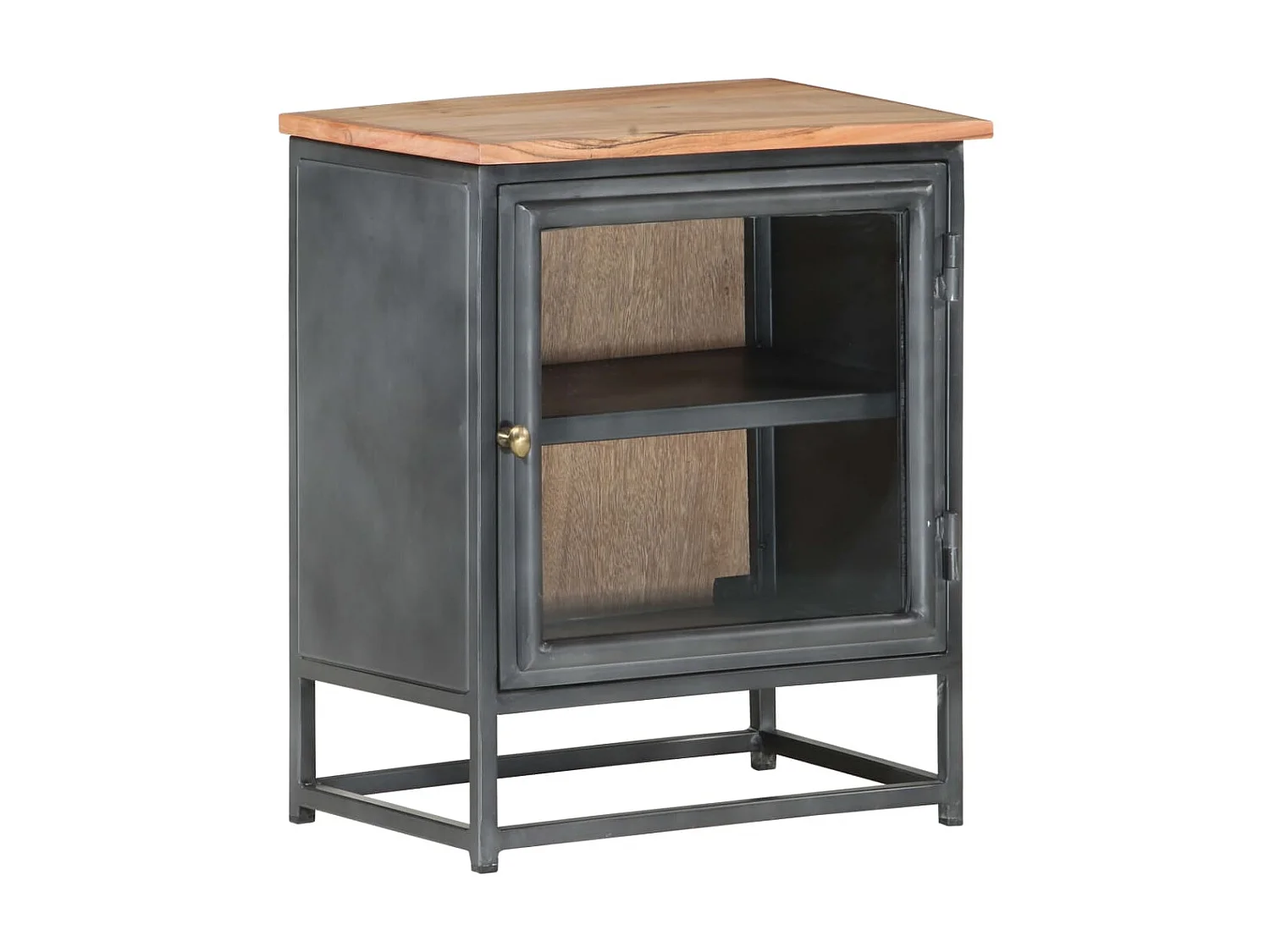 Nachtkastje 40x30x50 cm massief acaciahout grijs NL85920