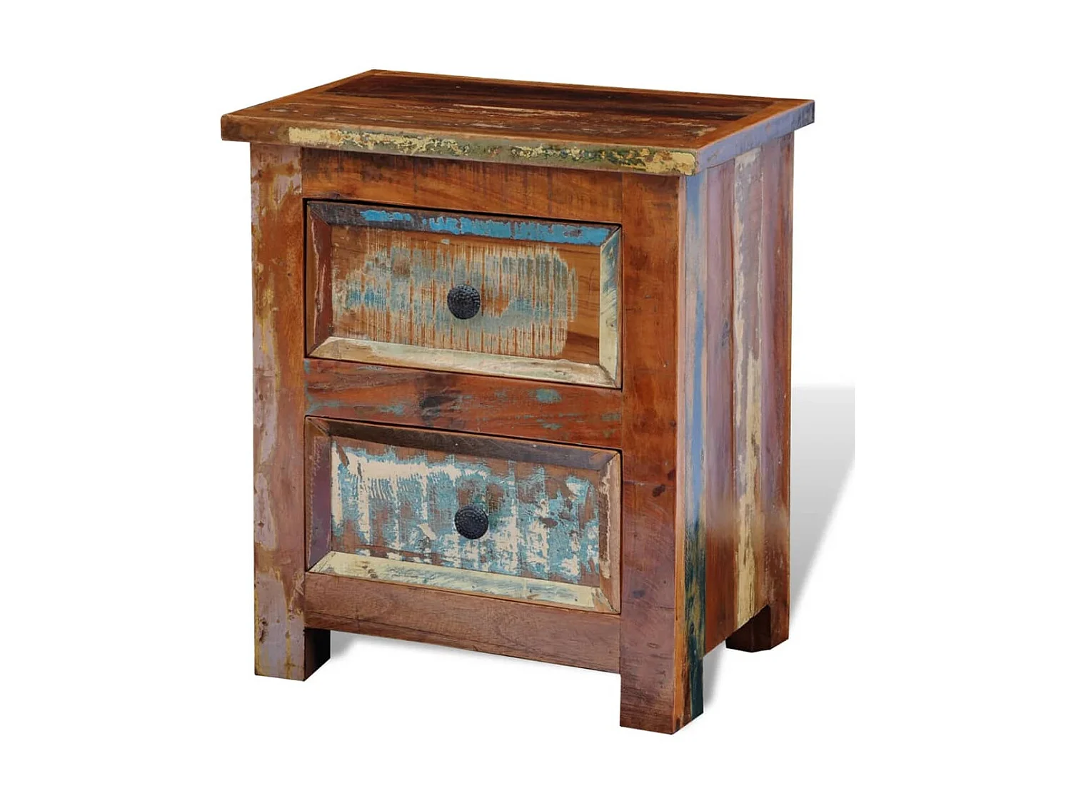 Table de chevet avec 2 tiroirs Bois massif recyclé KEFWE87065